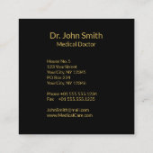 Medizinisches Goldcaduceus-Schwarzes - Quadratische Visitenkarte (Rückseite)