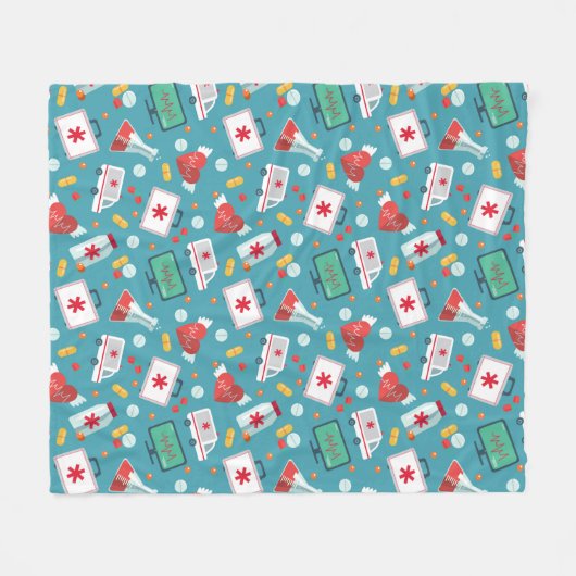 Medizinisches Ikonen-Muster Fleecedecke (Vorderseite (Horizontal))