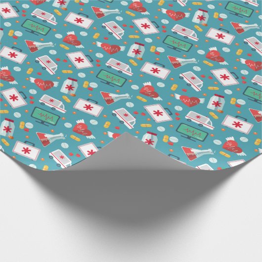 Medizinisches Ikonen-Muster Geschenkpapier (Ecke)
