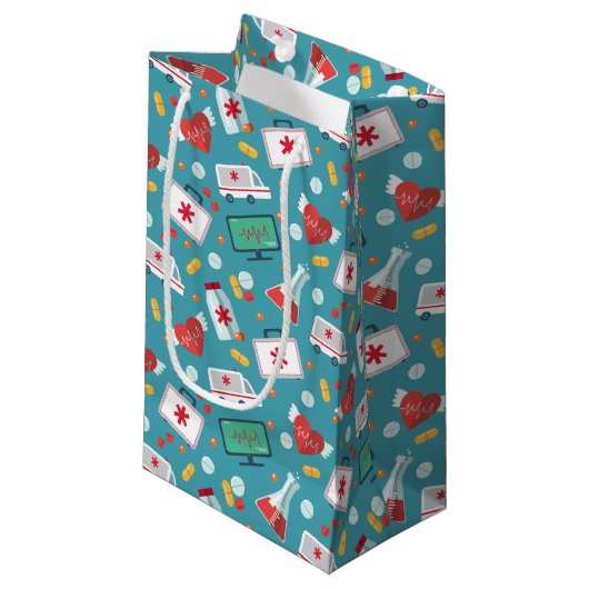 Medizinisches Ikonen-Muster Kleine Geschenktüte (Vorderseite Schrägansicht)