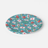 Medizinisches Ikonen-Muster Pappteller (Schrägansicht)