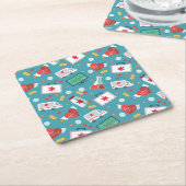 Medizinisches Ikonen-Muster Rechteckiger Pappuntersetzer (angewinkelt)