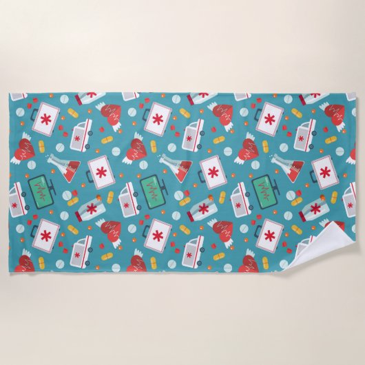 Medizinisches Ikonen-Muster Strandtuch (Vorderseite)