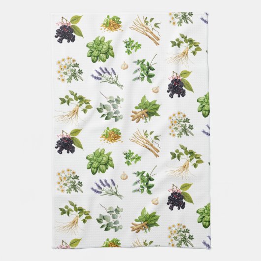 Medizinisches Kräutermuster Geschirrtuch (Vertikal)