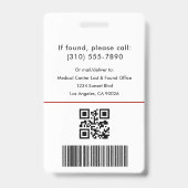 Medizinisches Logo - Emergency Red ID Employee Fot Ausweis (Rückseite)