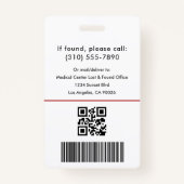 Medizinisches Logo - Emergency Red ID Employee Fot Ausweis (Rückseite)