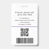 Medizinisches Logo Kinderkrankenpflege Lila ID-Fot Ausweis (Back)