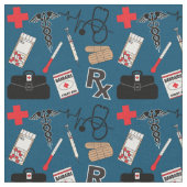 Medizinisches Muster - Dunkelblau Stoff (Nahaufnahme)