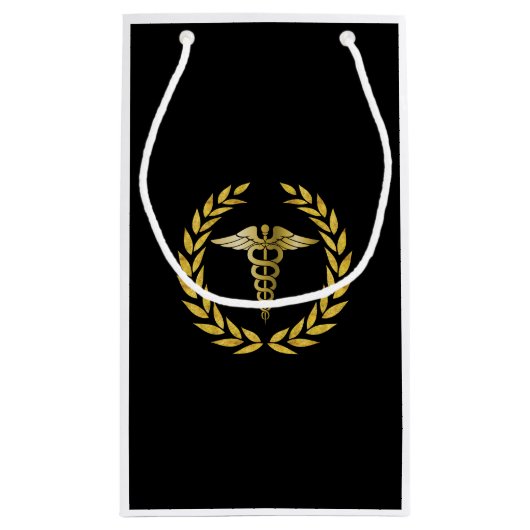 Medizinisches Nursing Royal Gold Caduceus Symbol Kleine Geschenktüte (Rückseite)