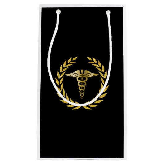 Medizinisches Nursing Royal Gold Caduceus Symbol Kleine Geschenktüte (Vorderseite)