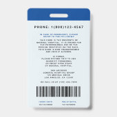 Medizinisches Personal ID Abzeichen Vertikal + Bar Ausweis (Back)
