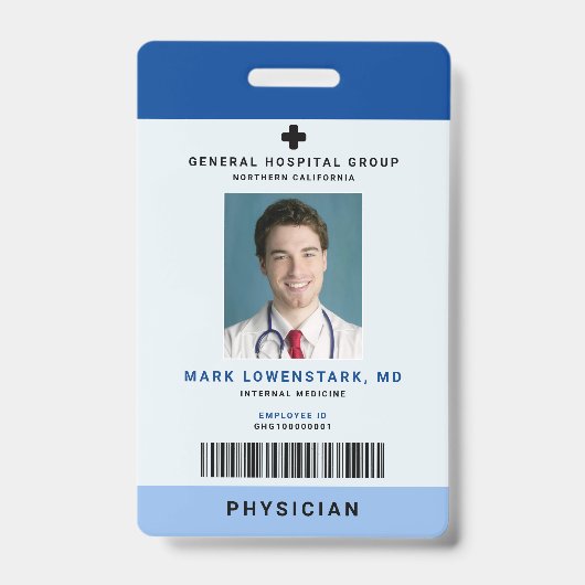 Medizinisches Personal ID Abzeichen Vertikal + Bar Ausweis (Front)