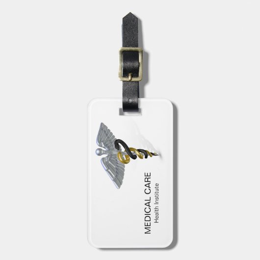 Medizinisches silbernes Caduceus-Schwarz-Gold - Gepäckanhänger (Vorderseite vertikal)