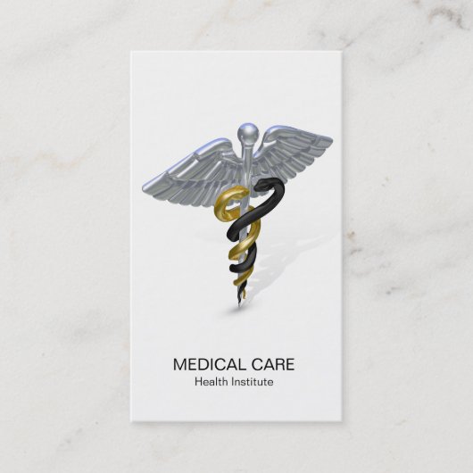 Medizinisches silbernes Caduceus-Schwarz-Gold - Visitenkarte (Vorderseite)
