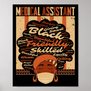 Medizinisches Sofort-Kostüm Afro-Frau Stolz Schwar Poster