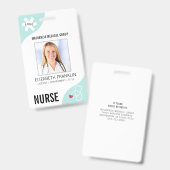 Medizinisches Stethoskop-Aufbereitbare grüne NURSE Ausweis (Vorder- & Rückseite)