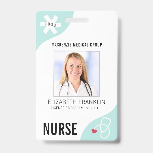 Medizinisches Stethoskop-Aufbereitbare grüne NURSE Ausweis (Vorderseite)