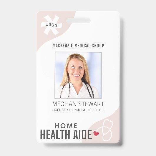 Medizinisches Stethoskop Bearbeitbar Rosa ZUHAUSE  Ausweis (Vorderseite)