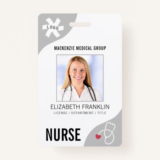 Medizinisches Stethoskop bearbeitbares Gray NURSE  Ausweis (Vorderseite)