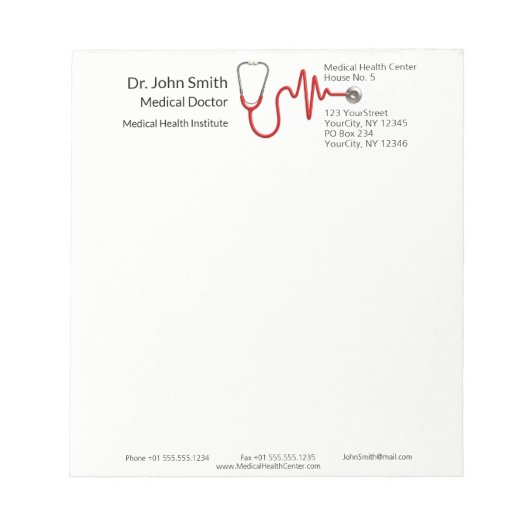 Medizinisches Stethoskop ECG Wave EKG Heartbeat Li Notizblock (Vorderseite)