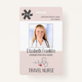 Medizinisches Stethoskop Rosa TRAVEL NURSE Ausweis (Vorderseite)