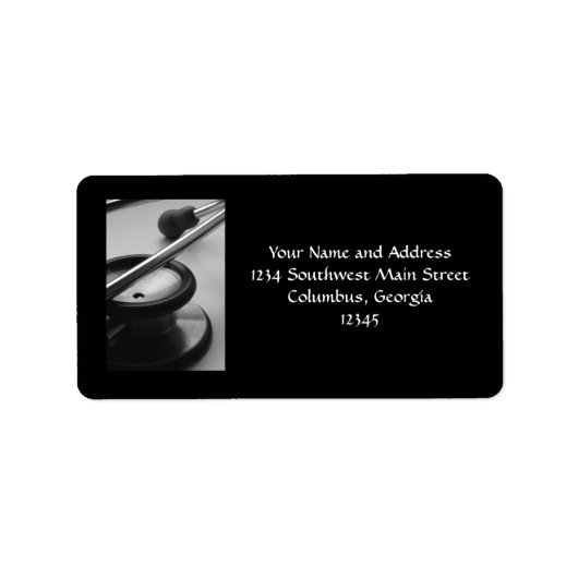 Medizinisches Stethoskop, Schwarz und Weiß Adressaufkleber (Vorne)