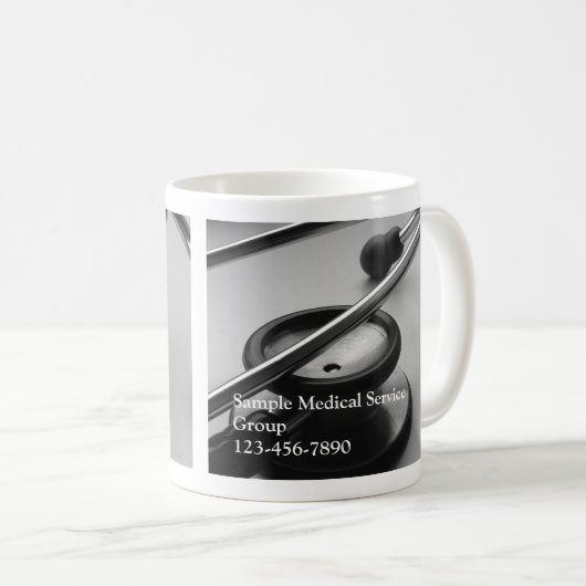 Medizinisches Stethoskop, Schwarzweiss Kaffeetasse (VorderseiteRechts)