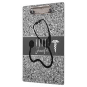 Medizinisches Stethoskop Silver Glitzer Monogramm Klemmbrett (Links)