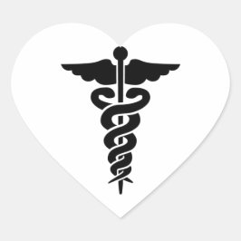 Medizinisches Symbol Caduceus Herz-Aufkleber
