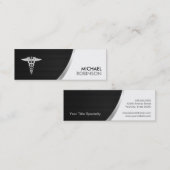 Medizinisches Symbol Caduceus - Modernes Silbermet Mini Visitenkarte (Vorne/Hinten)