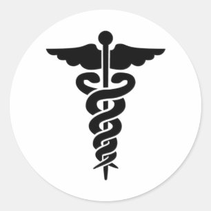 Medizinisches Symbol Caduceus Runder Aufkleber