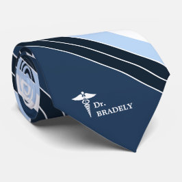 Medizinisches Symbol-Name-Marine-Blau Striped Krawatte