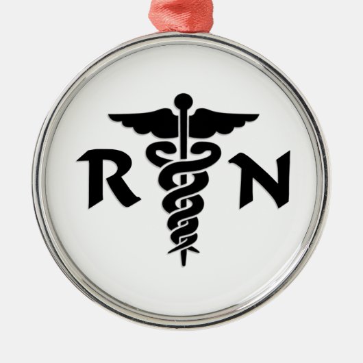 Medizinisches Symbol RN Silbernes Ornament (Vorne)