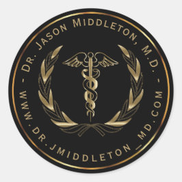 Medizinisches Symbol - Schwarz und Gold Runder Aufkleber