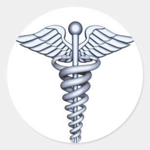 Medizinisches Symbol-Silber Runder Aufkleber