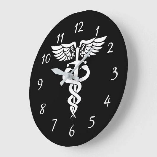 Medizinisches Symbol von Caduceus Große Wanduhr (Winkel)