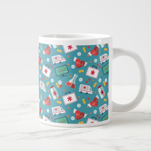 Medizinisches Symbolmuster Jumbo-Tasse (Rechts)