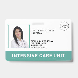 Medizinisches Teal Grün Krankenhaus Logo Foto ID Ausweis