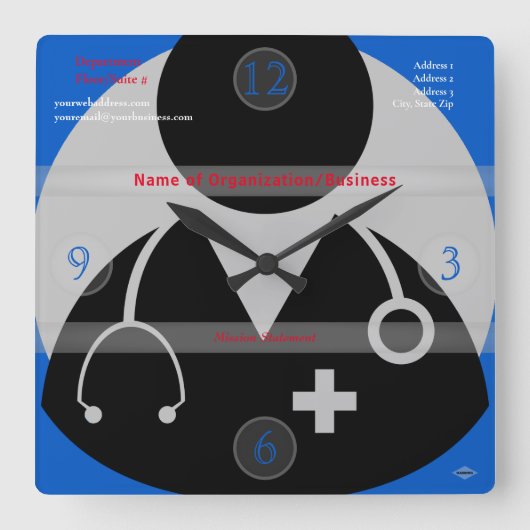 Medizinisches Thema Wall Clock HAMbyWG Quadratische Wanduhr (Vorderseite)