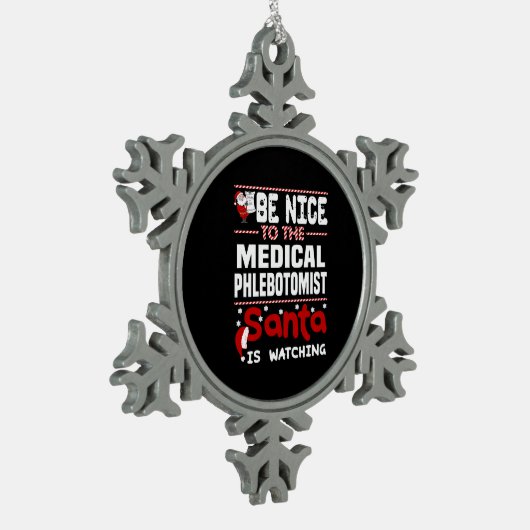 Medizinphlebotomist Schneeflocken Zinn-Ornament (Links)