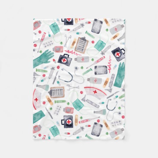Medizinprodukte in Aquarellfarben Fleecedecke (Vorderseite)