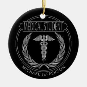 Medizinstudent 👨 ⚕️ - Klassisch Schwarz und Silbe Keramik Ornament