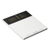 Medizinstudium des Asclepius Gold auf schwarz Notizblock (angewinkelt)