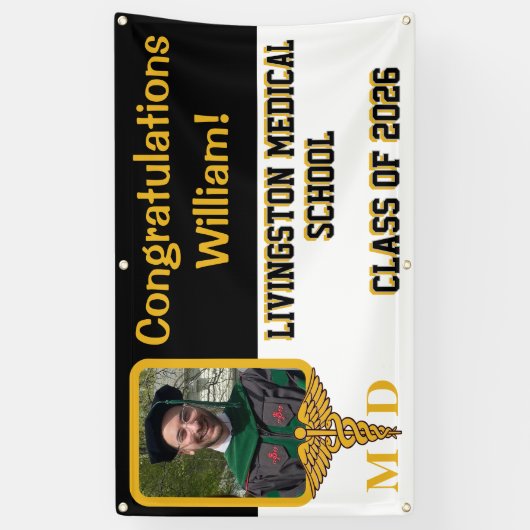 Medizinstudium für Schwarz/Gold-Abschluss Banner (Vertikal)