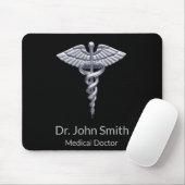 Medizinstudium Silver Caduceus auf schwarz Mousepad (Mit Mouse)