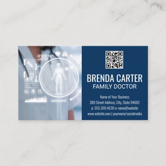 Medizintechnik | QR-Prüfcode | Arzt Visitenkarte (Vorderseite)