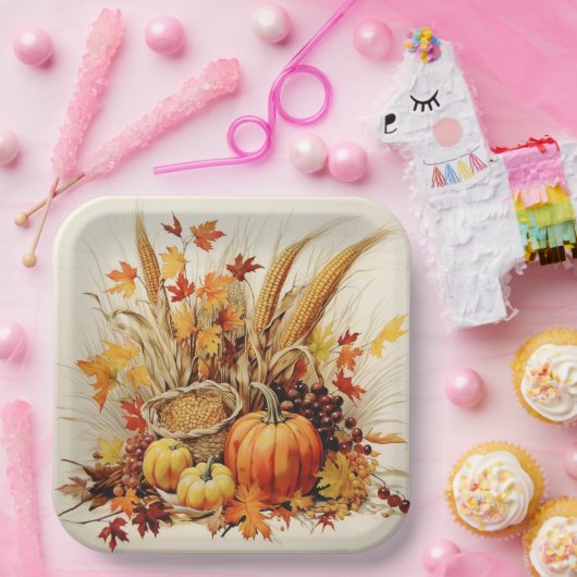 Medley der Goldenen Dankbarkeit: Foliage und Flora Pappteller (Party)