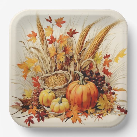 Medley der Goldenen Dankbarkeit: Foliage und Flora Pappteller (Vorderseite)