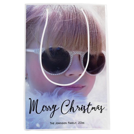 Meduim Foto Weihnachtsgeschenktaschen Mittlere Geschenktüte (Vorderseite)