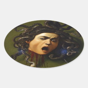 Medusa 1595 - 1598 durch Caravaggio Merisi Ovaler Aufkleber